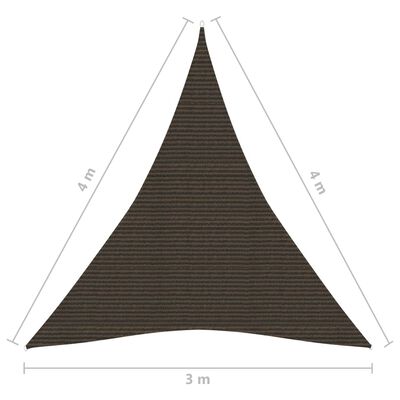 vidaXL Żagiel przeciwsłoneczny, 160 g/m², brązowy, 3x4x4 m, HDPE
