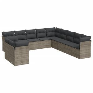 vidaXL 11-cz. zestaw mebli ogrodowych z poduszkami, szary rattan PE