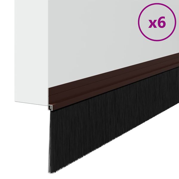 vidaXL Szczotki uszczelniające do drzwi samoprzylepne 6 pcs Brązowy
