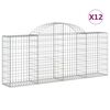 vidaXL Kosze gabionowe, 12 szt, 200x30x80/100 cm, galwanizowane żelazo