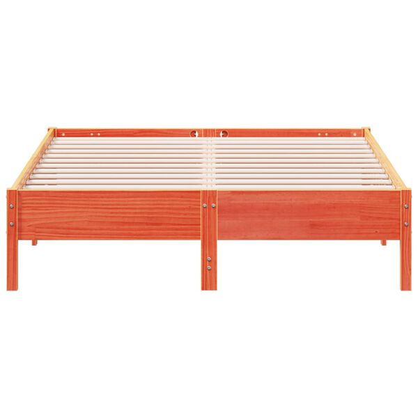 vidaXL Ł&oacute;żko bez materaca, woskowy brąz, 140x200 cm, drewno sosnowe