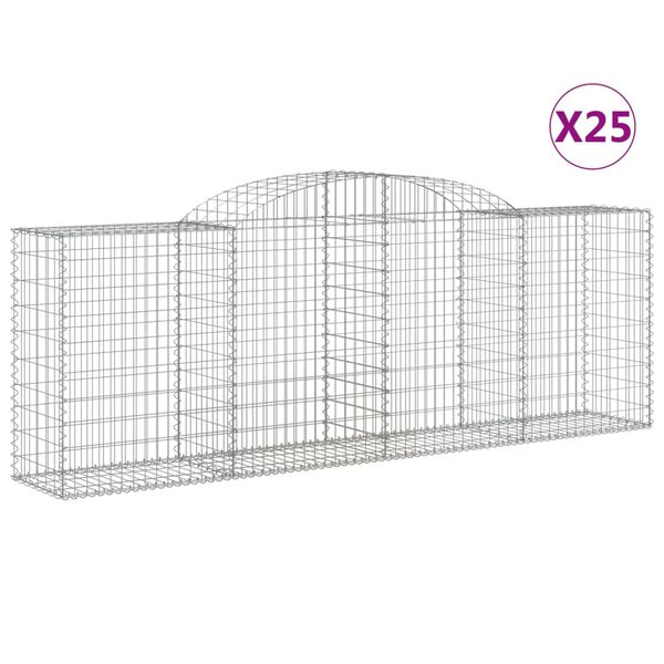 vidaXL Kosze gabionowe, 25 szt, 300x50x100/120cm, galwanizowane żelazo