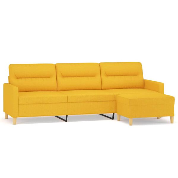 vidaXL Sofa 3-osobowa, jasnoż&oacute;łta, 210 cm, tapicerowana tkaniną