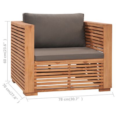 vidaXL Fotel ogrodowy z ciemnoszarymi poduszkami, lite drewno tekowe