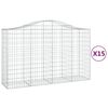vidaXL Kosze gabionowe, 15 szt, 200x50x120/140cm, galwanizowane żelazo