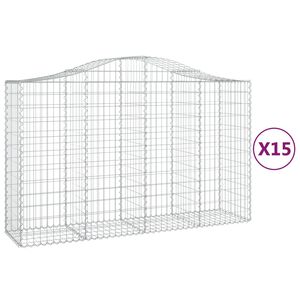 vidaXL Kosze gabionowe, 15 szt, 200x50x120/140cm, galwanizowane żelazo