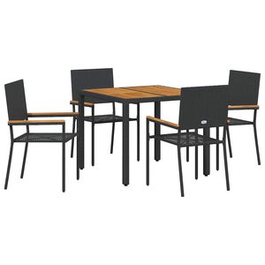 vidaXL Zestaw do jadalni w ogrodzie 5 pcs Czarny polirattan