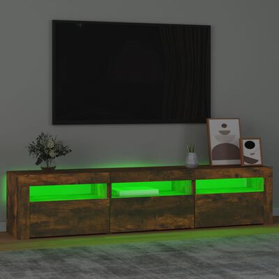 vidaXL Szafka pod TV z oświetleniem LED, przydymiony dąb, 180x35x40 cm