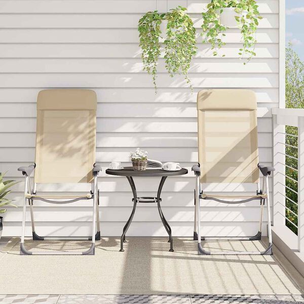 vidaXL Składane krzesła turystyczne, 2 szt., kremowe, aluminiowe