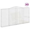 vidaXL Kosze gabionowe, 9 szt, 400x30x200/220 cm, galwanizowane żelazo