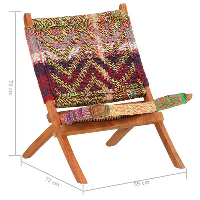 vidaXL Składane krzesło w stylu chindi, wielokolorowa tkanina