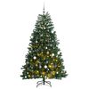 vidaXL Sztuczna choinka na zawiasach, 300 lampek LED i bombki, 240 cm