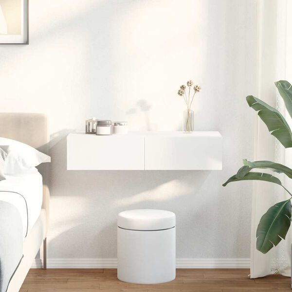 vidaXL P&oacute;łka ścienna z szufladami, biała, 80x33x17 cm