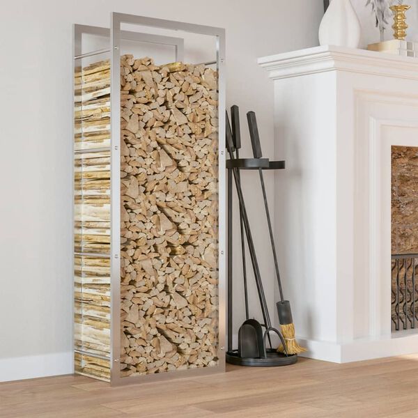vidaXL Stojak na drewno opałowe, 50x28x132 cm, stal nierdzewna