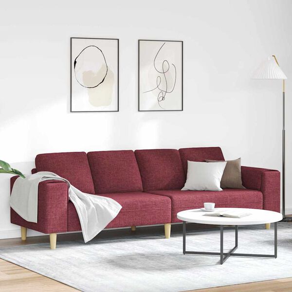 vidaXL Sofa do salonu Czerwone wino 250 x 77 x 76 cm Poliester