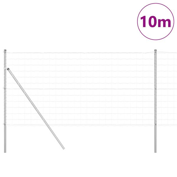 vidaXL Ogrodzenie z słupkiem Srebrny 1,2 x 10 m Stal i PVC