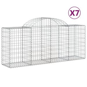 vidaXL Kosze gabionowe, 7 szt, 200x50x80/100 cm, galwanizowane żelazo