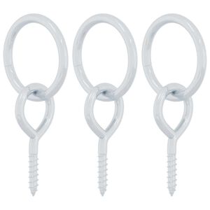 vidaXL Pierścienie do przywiązywania koni z śrubami oczkowymi, 3 szt., srebrne, stalowe