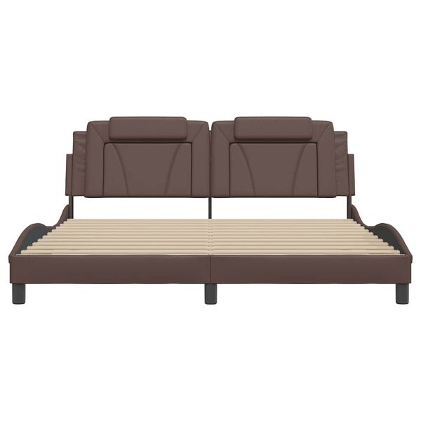 vidaXL Rama ł&oacute;żka, Viana, bez materaca, brązowe, 180x200 cm, sztuczna sk&oacute;ra
