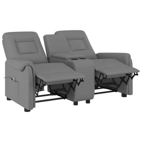 vidaXL Rozkładany fotel masujący z uchwytem, 2-os., szary