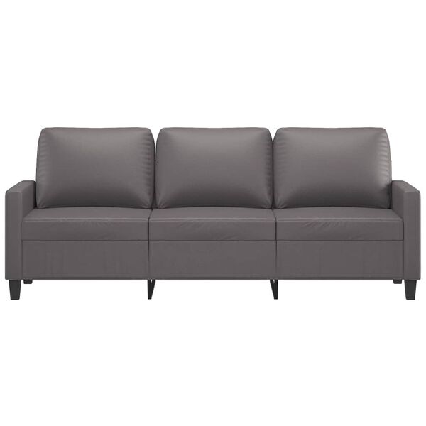 vidaXL 3-osobowa sofa, szara, 180 cm, sztuczna sk&oacute;ra