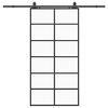 vidaXL Drzwi przesuwne z zestawem okuć czarne 90x205 cm ESG szkło