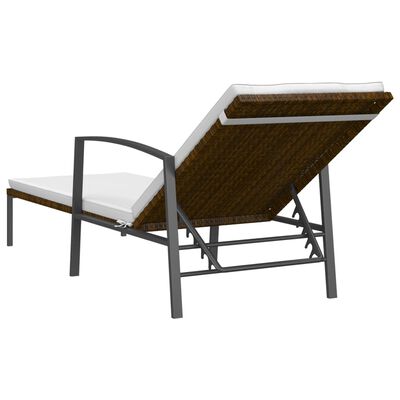 vidaXL Leżak ogrodowy z poduszką, polirattan, brązowy