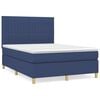 vidaXL Ł&oacute;żko kontynentalne z materacem, niebieskie, tkanina 140x200 cm