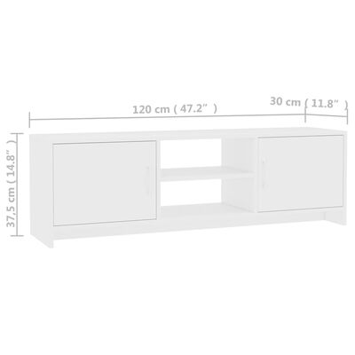 vidaXL Szafka pod TV, biała, 120x30x37,5 cm, materiał drewnopochodny