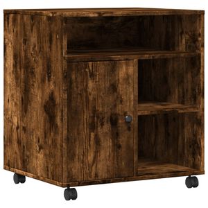 vidaXL Szafka pod drukarkę, z kółkami, przydymiony dąb, 60x50x67 cm