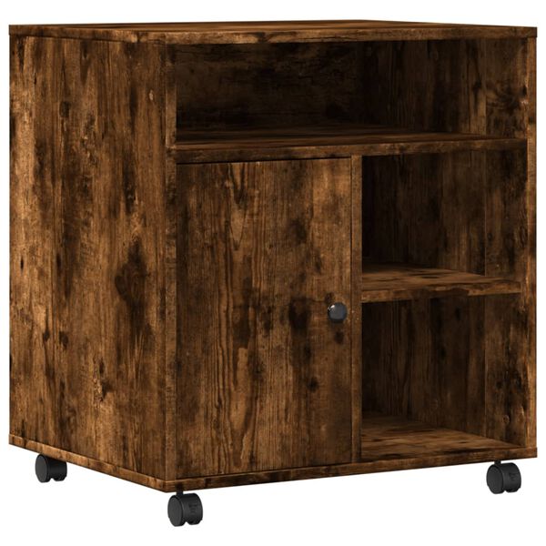 vidaXL Szafka pod drukarkę, z kółkami, przydymiony dąb, 60x50x67 cm