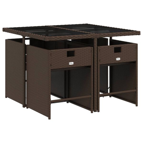 vidaXL 5-cz. zestaw mebli ogrodowych z poduszkami, brązowy, polirattan