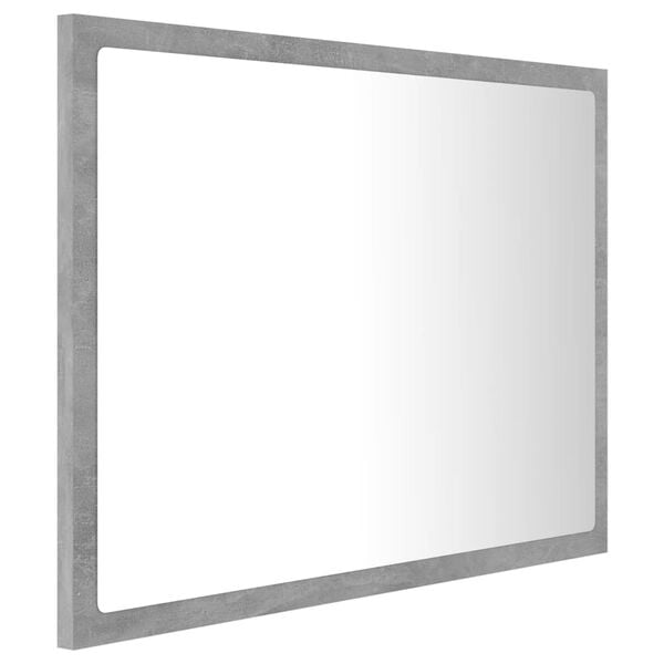 vidaXL Lustro łazienkowe LED, szarość betonu, 60x8,5x37 cm, akryl