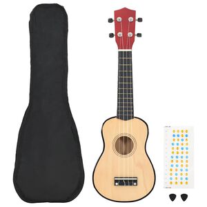 vidaXL Ukulele sopranowe z pokrowcem, dla dzieci, naturalne, 21"