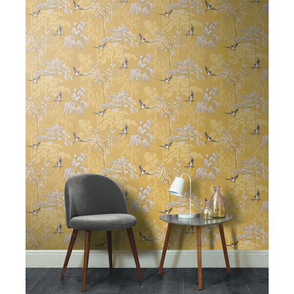 DUTCH WALLCOVERINGS Tapeta Japanese Garden, kolor ochry
