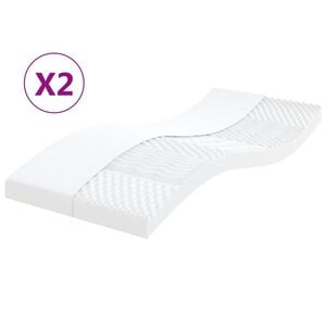vidaXL Materace piankowe, 2 szt., białe, 90x200 cm, 7-strefowe, 20 ILD
