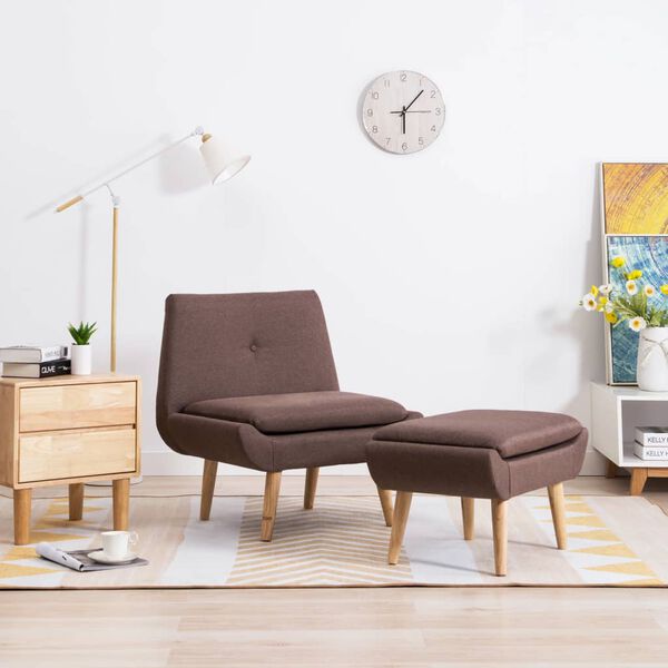 vidaXL Fotel z podn&oacute;żkiem, brązowy, tkanina