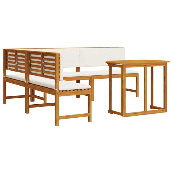 vidaXL Zestaw Ławka Ogrodowa 4 pcs Brązowy lite drewno akacjowe