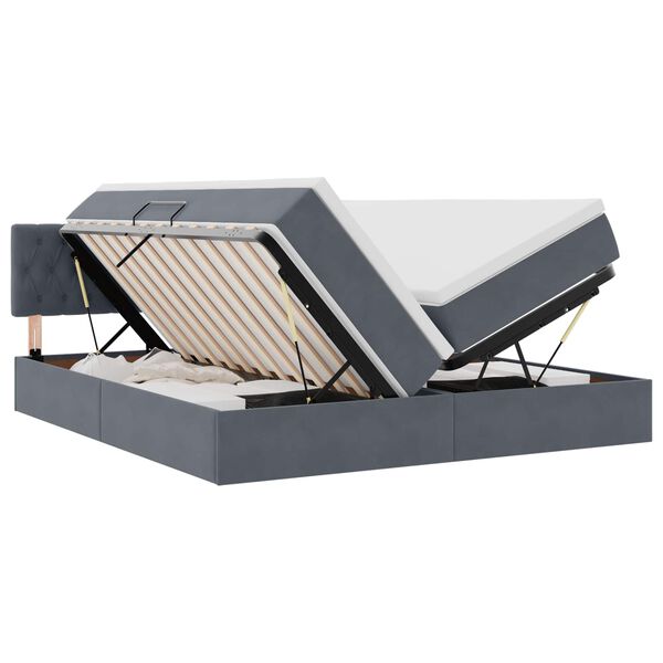 vidaXL Ł&oacute;żko Ze LED Lights Ciemnoszary 180 x 200 cm Aksamit