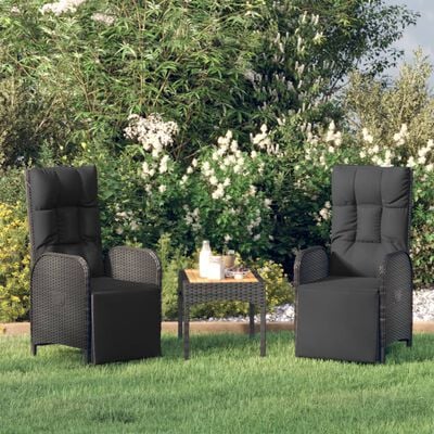vidaXL Rozkładane krzesła ogrodowe z poduszkami, 2 szt., polirattan