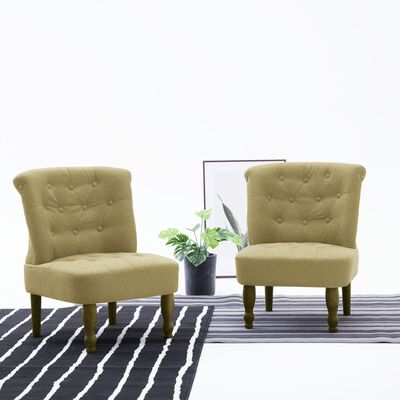vidaXL Krzesło w stylu francuskim, zielone, materiałowe