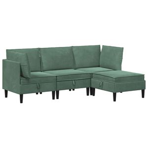 vidaXL Zestaw mebli do salonu z poduszką 4 pcs Zielony morski Welur