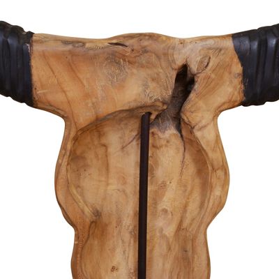 vidaXL Rzeźba byczej głowy, drewno tekowe, 66 x 15 x 88 cm