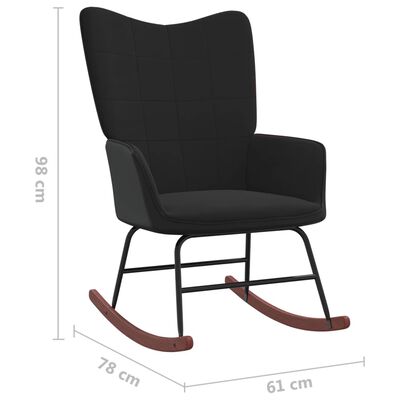 vidaXL Fotel bujany, czarny, aksamit i PVC