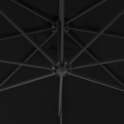 vidaXL Parasol wiszący ze stalowym słupkiem, 250 x 250 cm, czarny