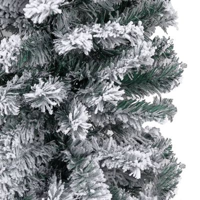 vidaXL Smukła choinka flokowana śniegiem, z LED, zielona, 180 cm, PVC