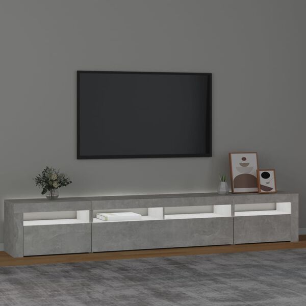 vidaXL Szafka pod TV z oświetleniem LED, szarość betonu, 240x35x40 cm