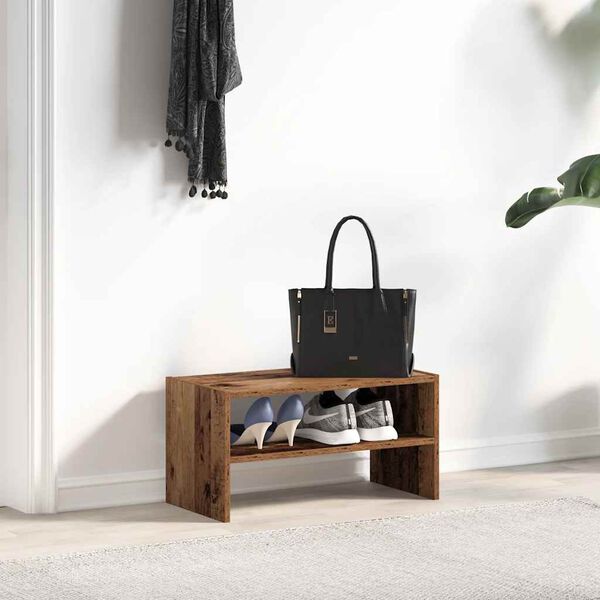 vidaXL Stojak na buty, sztaplowany, stare drewno, 60x30x30,5 cm