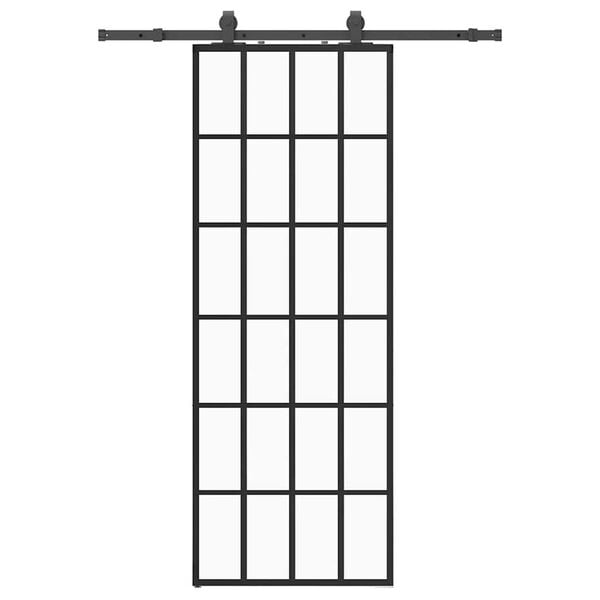 vidaXL Drzwi przesuwne z zestawem okuć czarne 76x205 cm ESG szkło