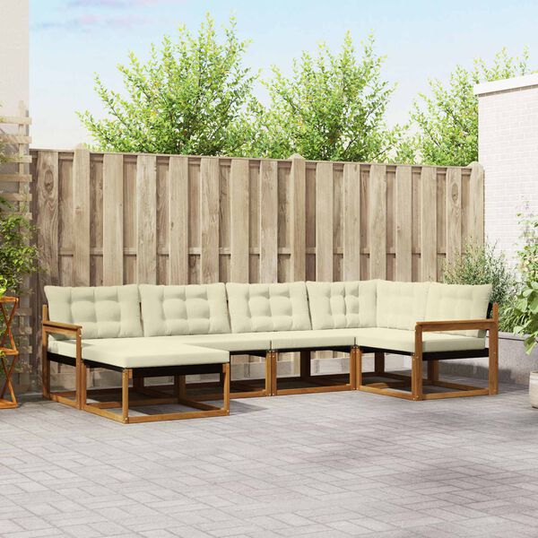 vidaXL Zestaw sof na zewnątrz z poduszką 6 pcs Naturalny i Kremowy